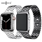 Браслет с металлическими звеньями для Apple Watch 7 Band 41 мм 45 мм, ремешок из нержавеющей стали для iWatch Series 6 SE 5 4 3 38 мм 42 мм 40 44 мм Correa