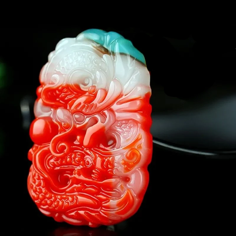 Красочная подвеска в виде Нефритового дракона Мужская красочная Золотая нефрита