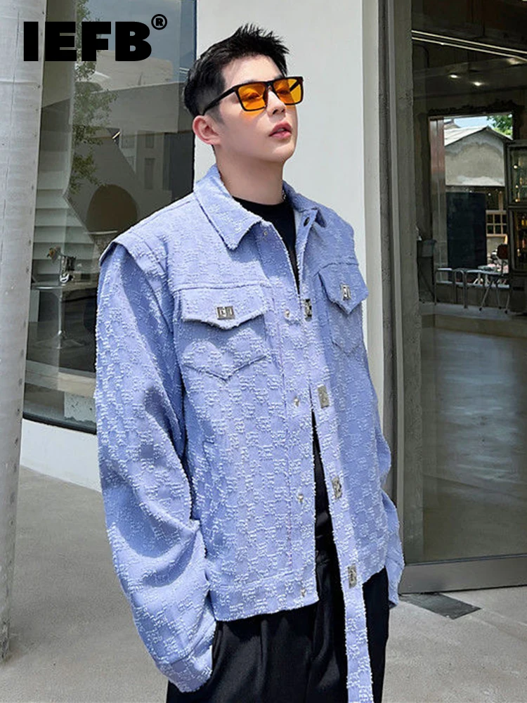 

IEFB Autumn New Trend Personalized Decorative Metal Button Design Men Jacket 2023 Korean Single Breasted Male Short Coat 9A5462