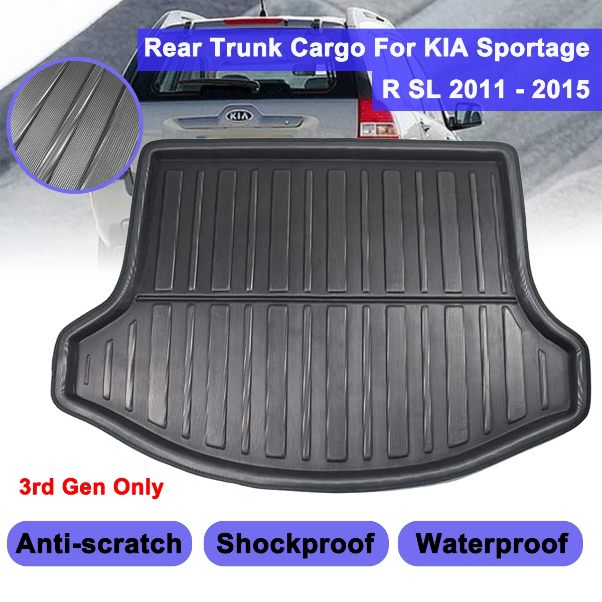 

Cargo Liner For KIA Sportage R SL 2011 - 2015 Boot Tray Rear Trunk Cover Matt Mat Floor Carpet Kick Pad Mud Non-slip Anti Dust