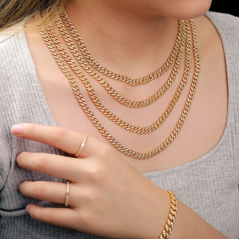 Ожерелье в стиле хип-хоп с кубическим цирконием 6/8 мм ювелирные изделия для