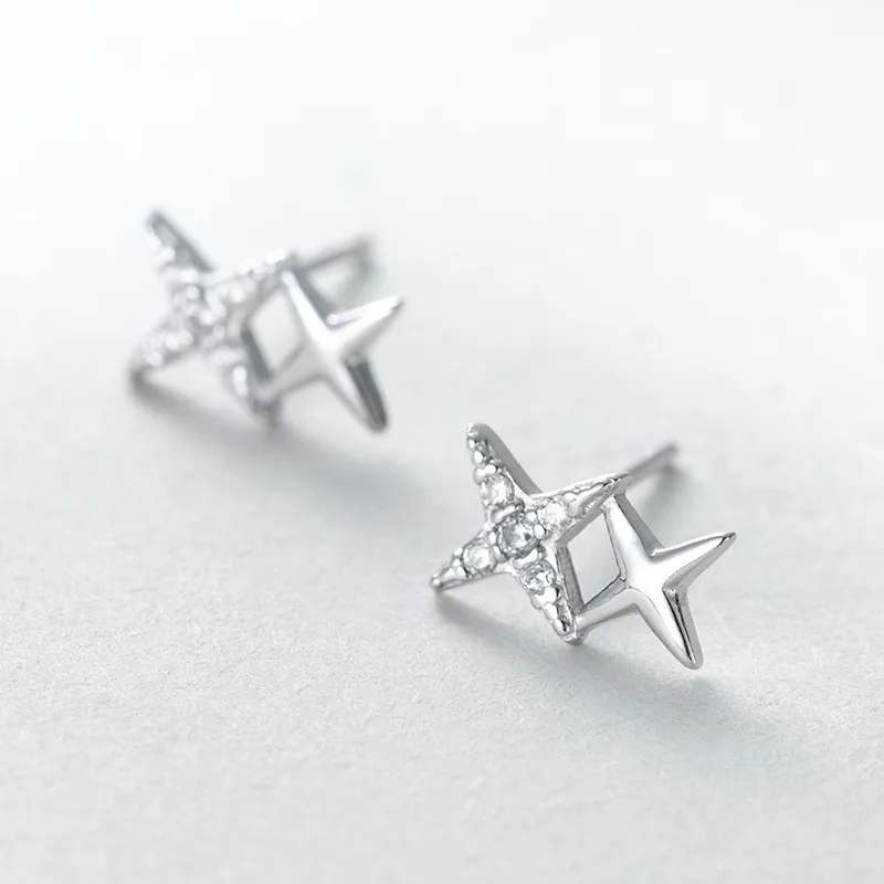 

Cute Pave CZ Star Stud Earrings for Women Girl