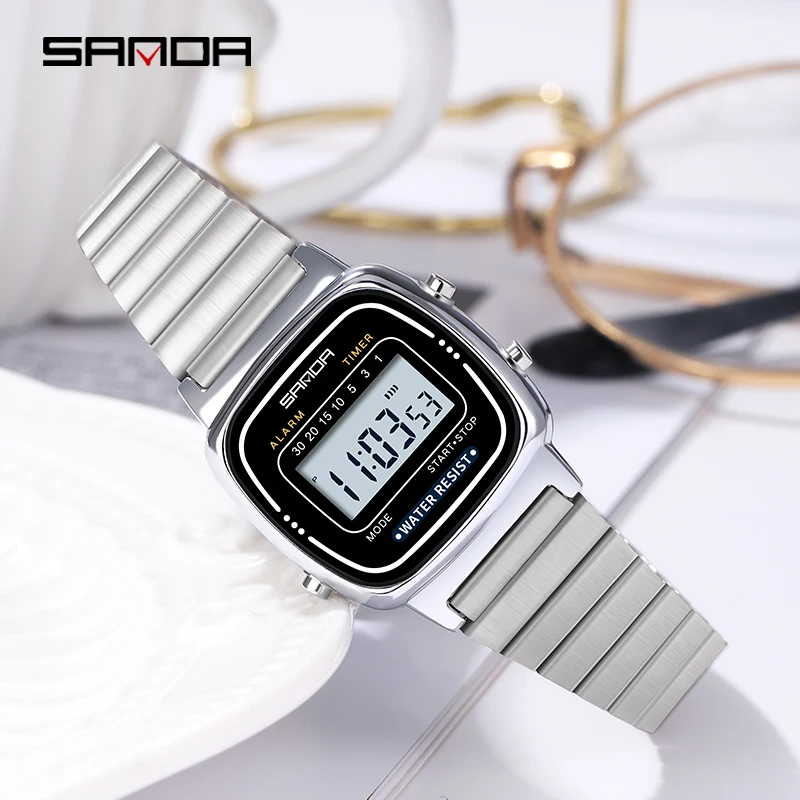 SANDA Fashion Sports Watch Multifunctional Women Electronic Watch 2023 Brand New Genuine Watches Luminous Waterproof Quartz 6053