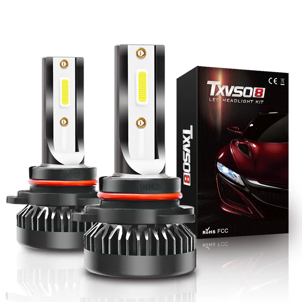 

TXVSO8 9012 HIR2 H4 светодиодные фары 80 Вт Мини авто 9012 диодные лампы для автомобиля 12 в 6000 К белые светодиодные лампы светодиодные для автомобиля