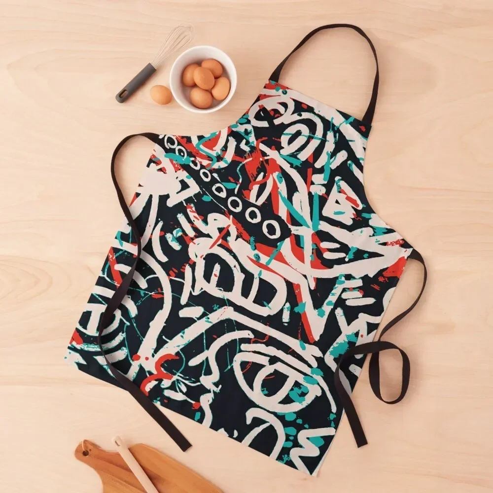 Фартук с рисунком граффити и чернилами поккой кухонные предметы домашнего