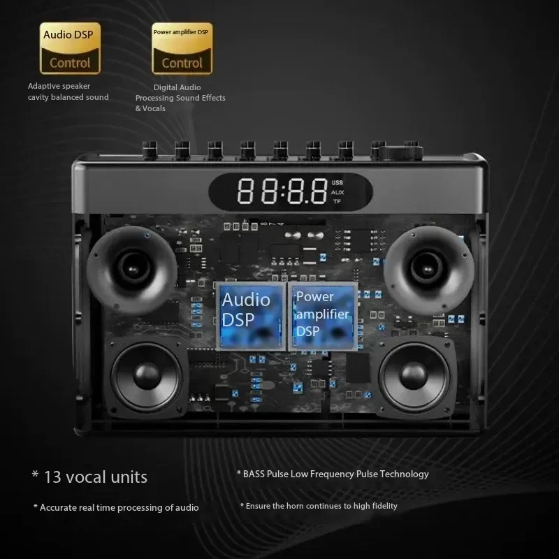 Фото Инструментальный динамик SODLK 300 Вт с звуковыми эффектами Bluetooth HIFI 5,3 для домашнего обучения, караоке, система активации одним щелчком мыши №4