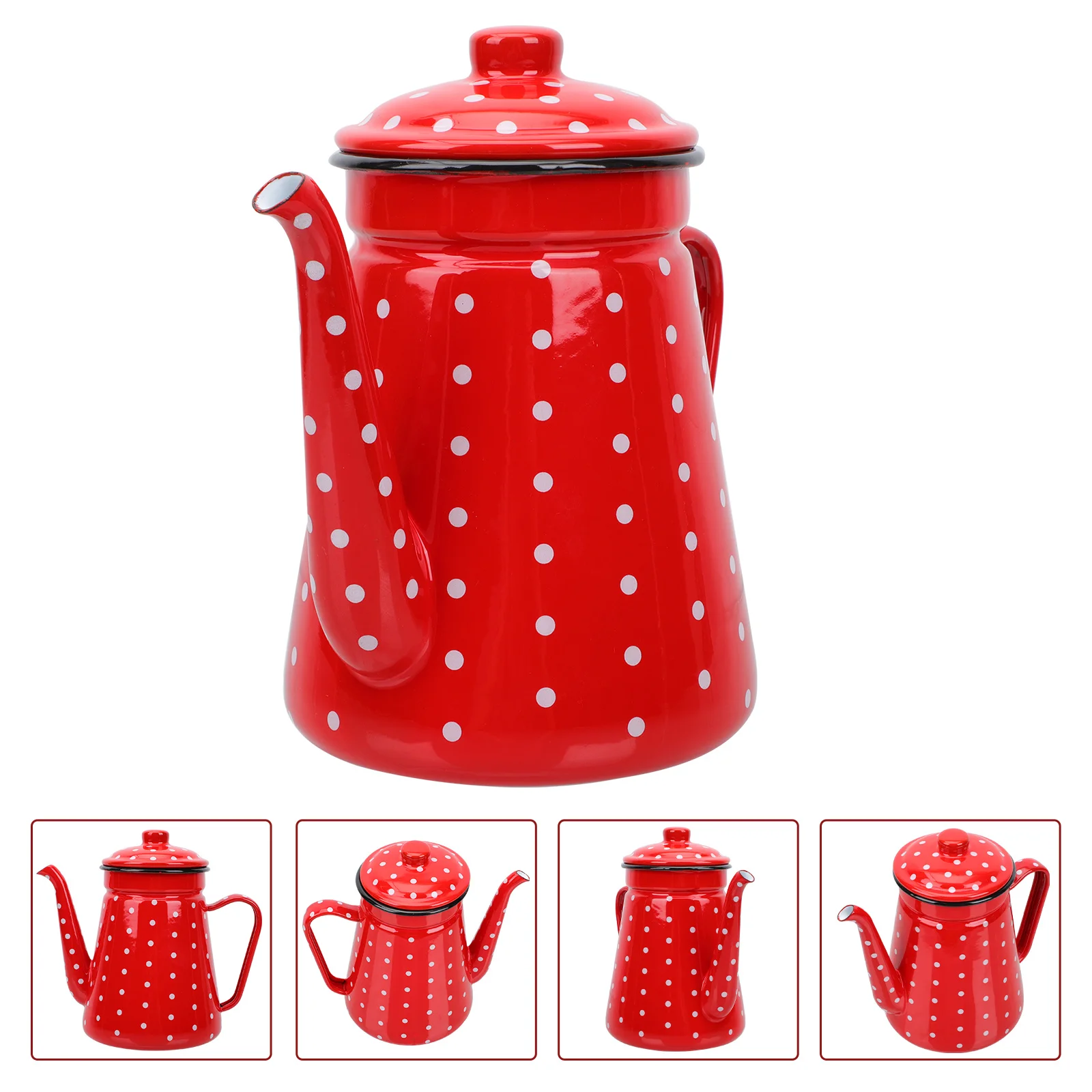 

Kettle Coffee Tea Pot Enamel Water Teapot Pitcher Pour Over Ceramic Gooseneck Polka Spout Dot Drip Percolator Boiling Maker