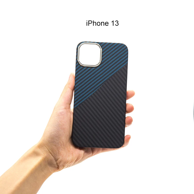 

Carbon fiber iPhone13 PHONE shell blue black matte lens protection anti -shock -proof technology iPhone13 cover carbon fiber