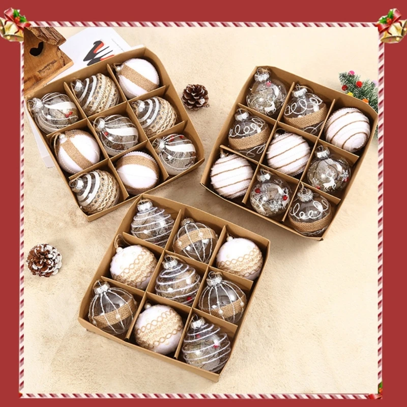 

9pcs Christmas Balls Pendants for Christmas Tree Decorations Xmas Hanging Baubles Ornaments Wedding Party 2023 New Year