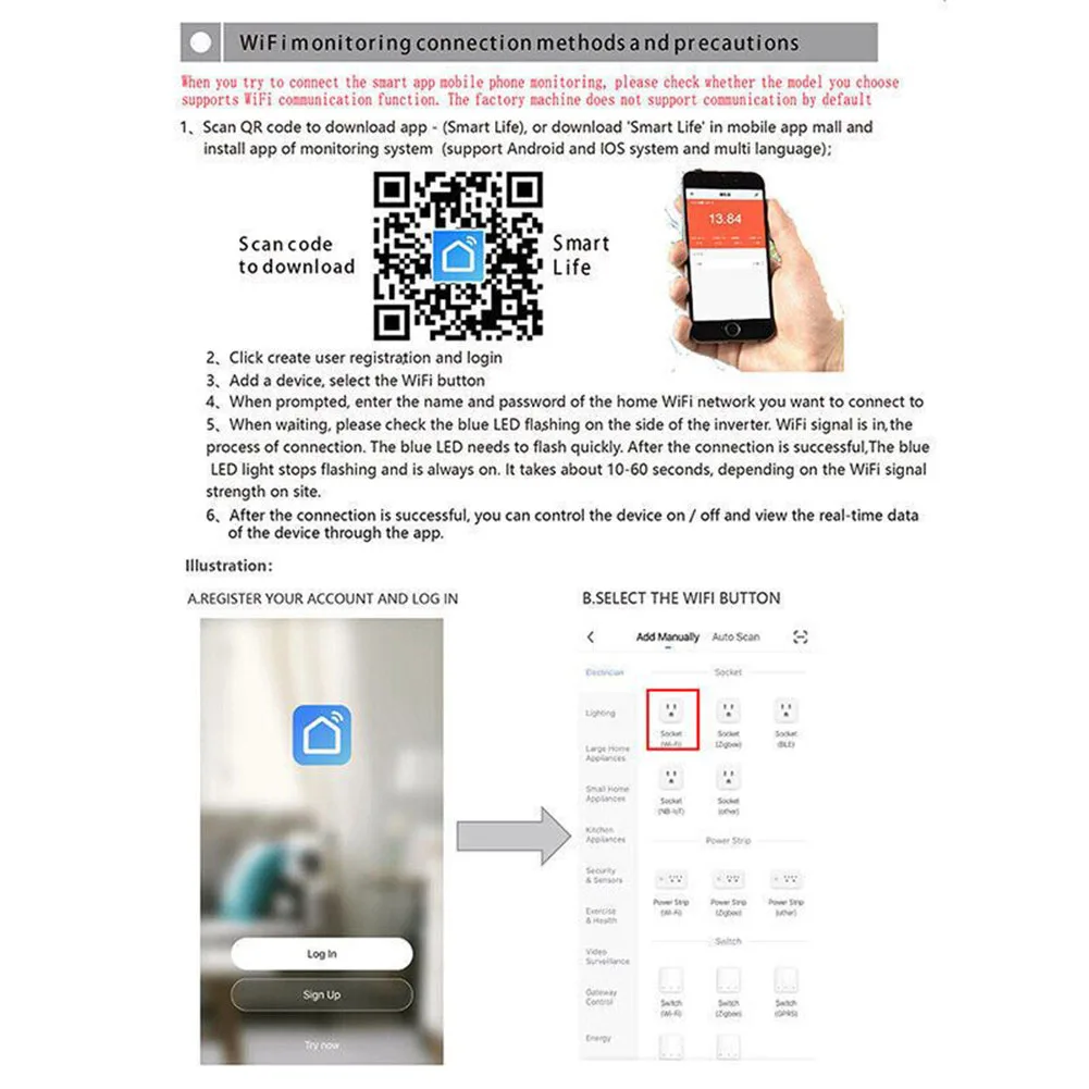

800W Smart Inverter Solar Inverter Grid Tie APP Monitoring 220V MPPT Grid Tie Solar Inverter UPS Switching Controller Solar Powe