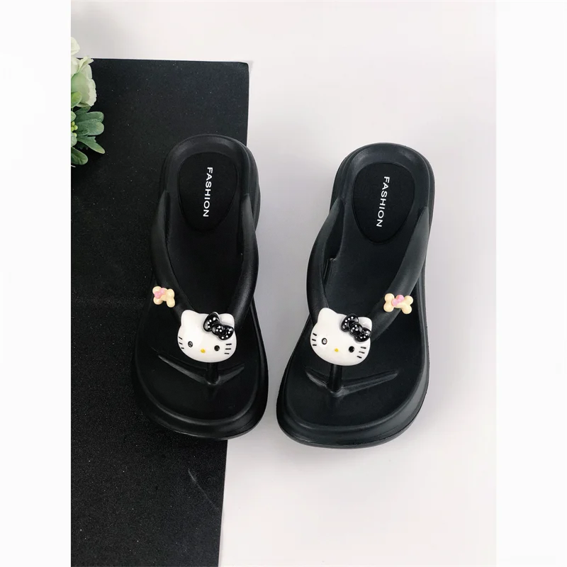 

Санrios Hello Kitty периферийные летние тапочки для увеличения роста на толстой подошве пляжные тапочки с мягкой подошвой для удобной устойчивости