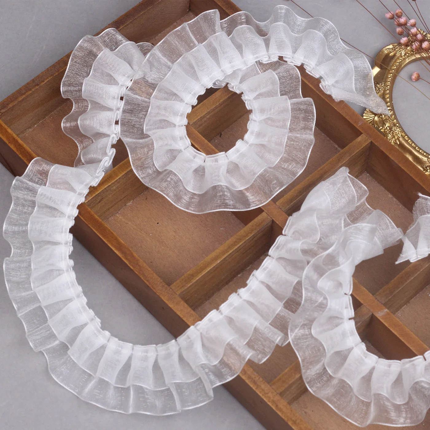 4 см двухслойная шифоновая лента из органзы плиссированное кружево с рюшами