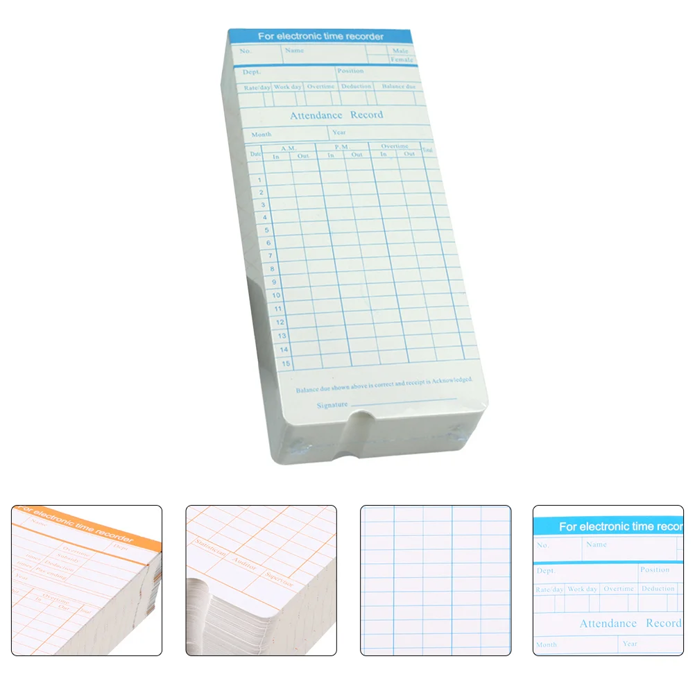 

100 Sheets Attendance Card Time Record Employee Recording Clock Thicken Paper Staff