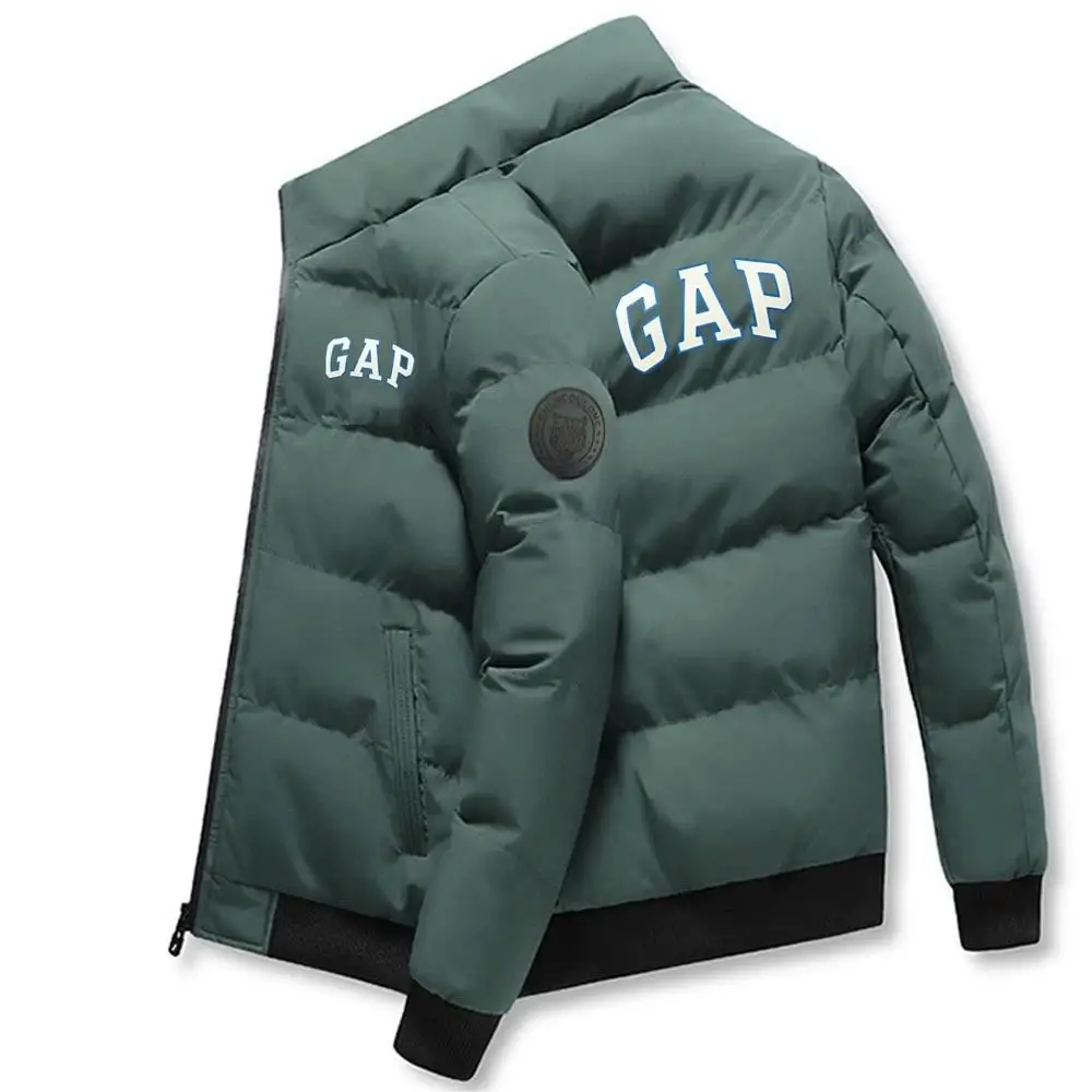

Winter Cold Coat Casual Men's Warm Jacket Down Cotton Filled Zipper Shirt Stand up Collar CAP Letter Printing PARKA