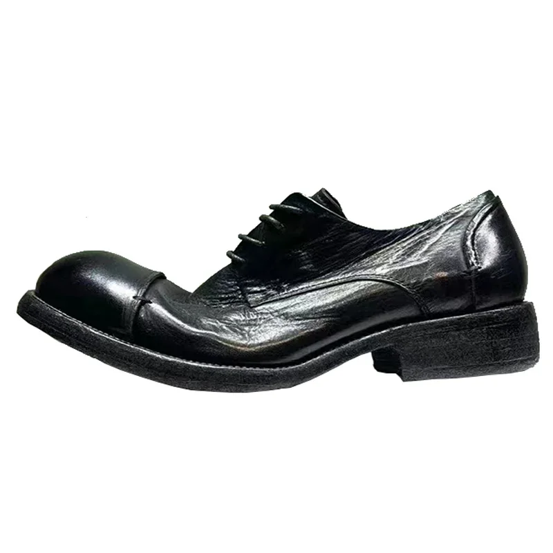 Мужская деловая обувь дерби из конской кожи повседневная мужская с ручным