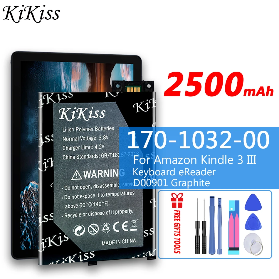 

2500mAh 170-1032-00 Battery for Amazon Kindle 3 III Keyboard eReader D00901 Graphite 170-1032-01 GP-S10-346392-0100 S11GTSF01A