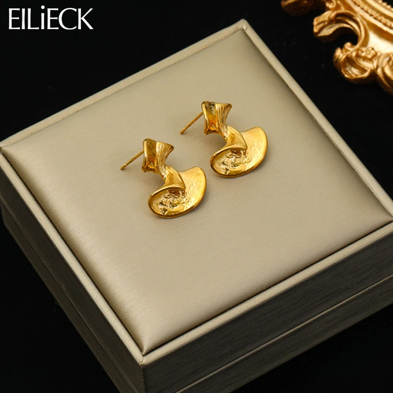 

EILIECK 316L Stainless Steel Gold Color Irregular Earrings For Women Fashion Ear Drop Non-fading Earring Jewelry Gift Party