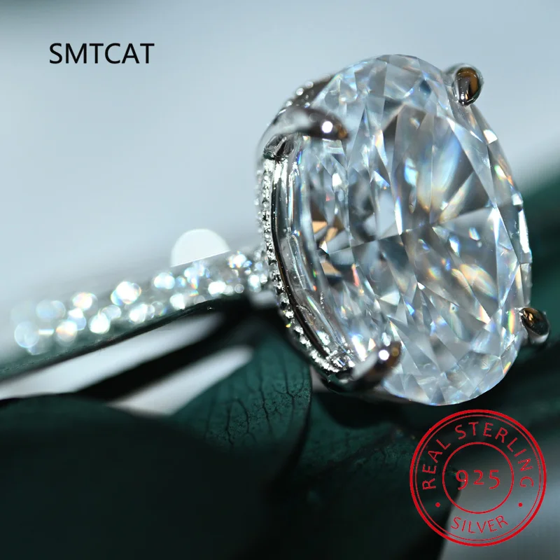 

Classic 100% 925 Sterling Silver Oval High Carbon Diamond Gemstone Wedding Engagement Ring Fine Jewelry Gifts Wholesale