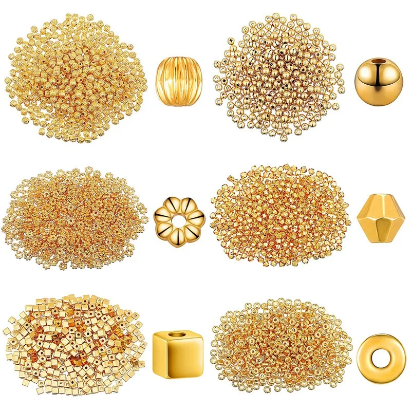 

3000 Pieces Assorted Gold Spacer Beads Set CCB Beads For Jewelry Making DIY Bracelet Necklaces