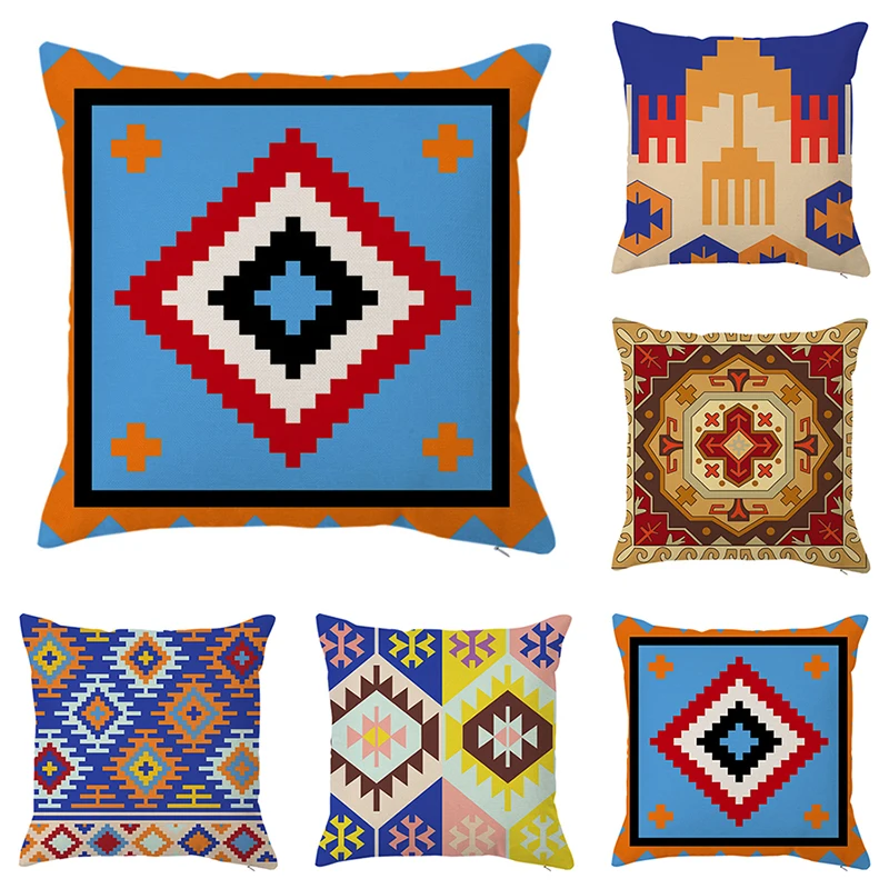 

Ethnic Style Geometric Cushion Cover Sofa Office Pillowcase Home Decor Pillow Case Outdoor Camping Throw Pillow Cover 45x45cm
