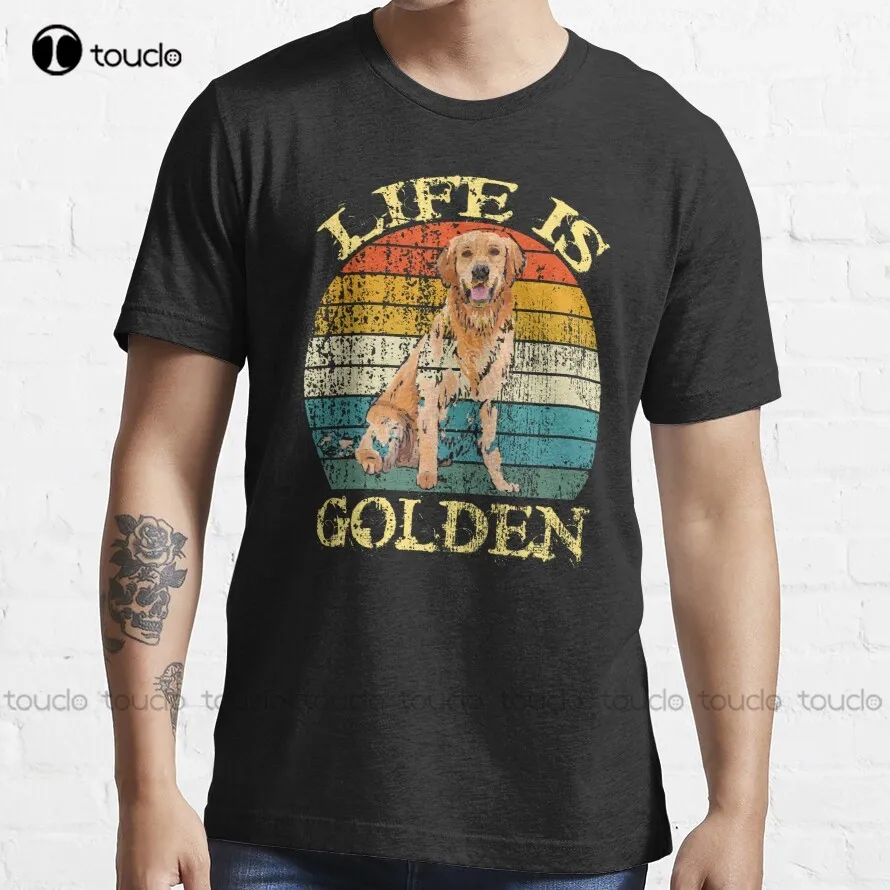 

Life Is Golden Retriever Dog/ Gloden Dog Trending T-Shirt White T Shirt Women Cotton Outdoor Simple Vintag Casual Tee Shirts New