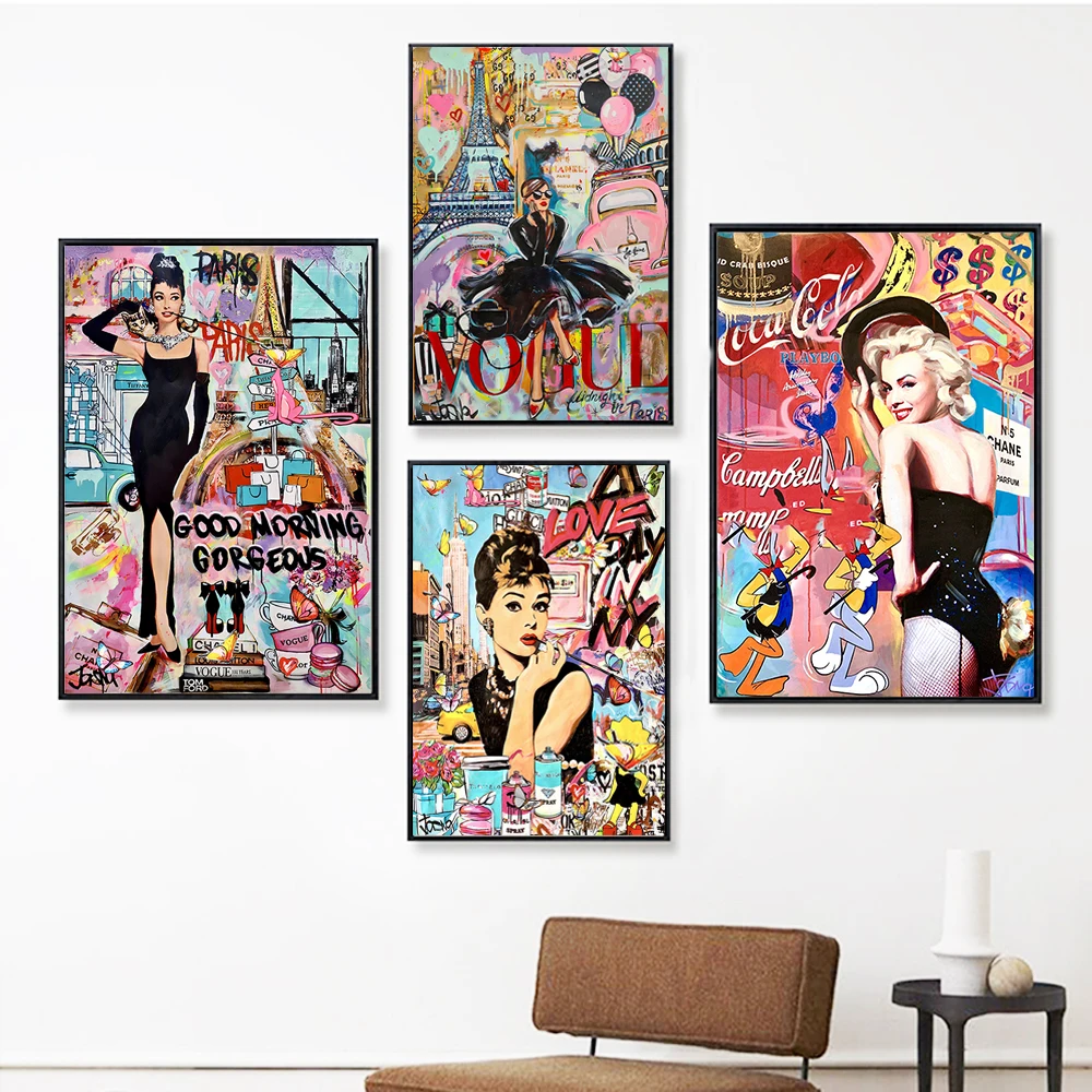 Граффити абстрактная Мода Хепберн настенный художественный плакат современная поп Сексуальная фотография Фотообои Граффити абстрактная Мода Хепберн настенный художественный плакат современная поп Сексуальная фотография Фотообои