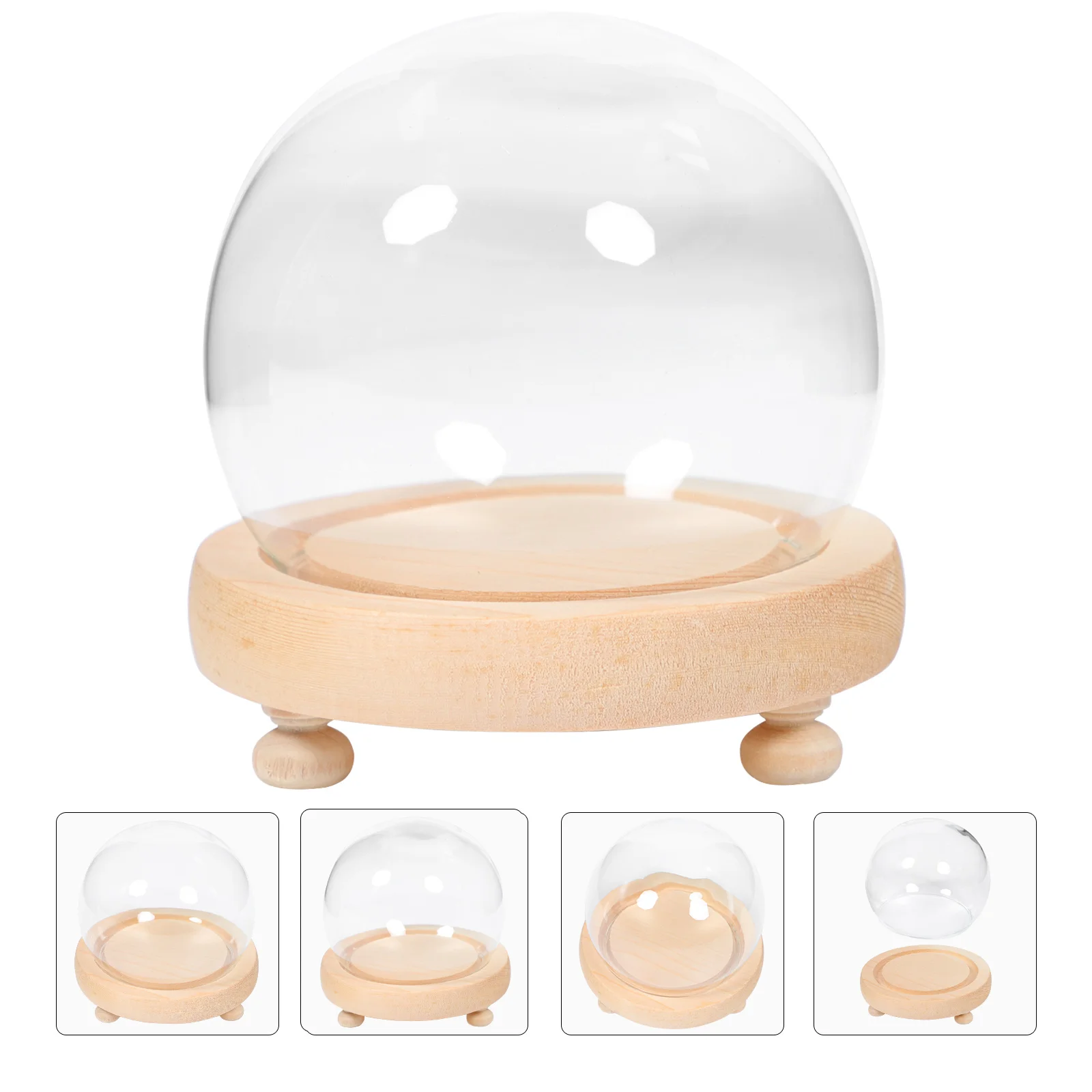 

Dome Display Cloche Cover Bell Flower Case Base Jar Eternal Clear Cake Valentine Decorative Mini Wooden Rose Showcase Preserved