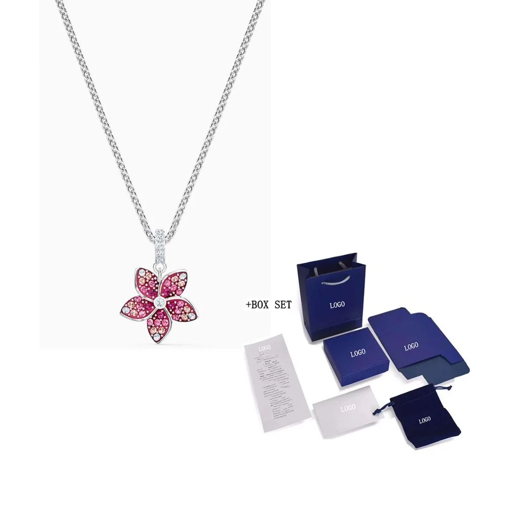 

2020 Fashion Jewelry SWA New TROPICAL FLOWER Pendant Coral Flower Shape Diamond White Gold Chain Women Luxury Jewelry