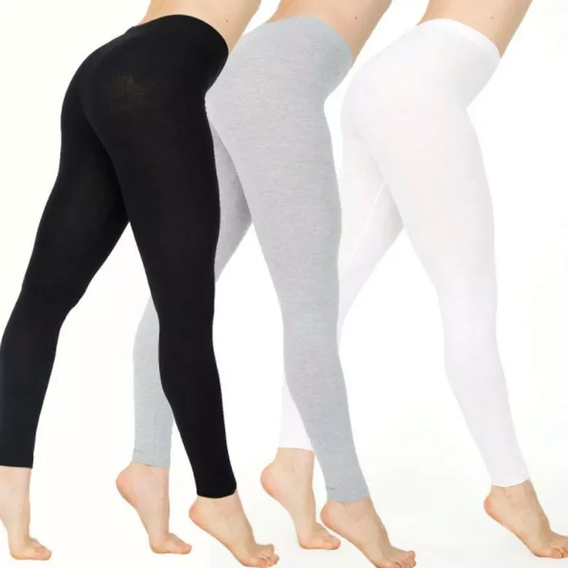 

2022New Fashion Home Womens Full Length Cotton Leggings Hight Waist Solid Bottom Leggings Wholesale Plus Size