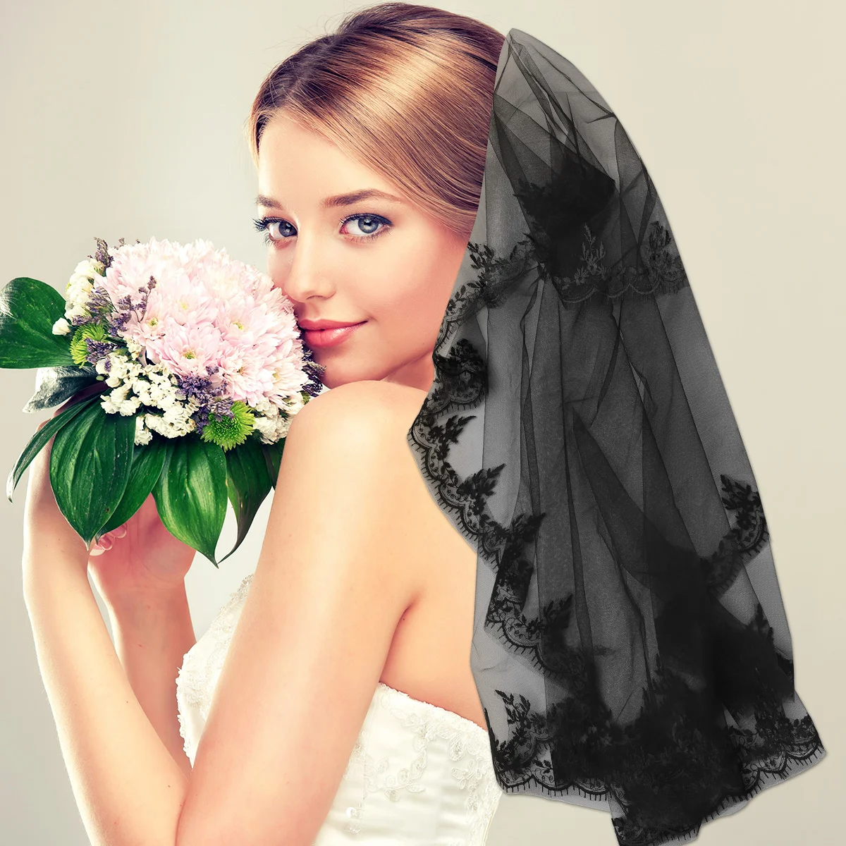 

Halloween Cos Veil Headdress Black Photography Cosplay Bride Veils Wedding Clothing Polyester Mesh White Dresses