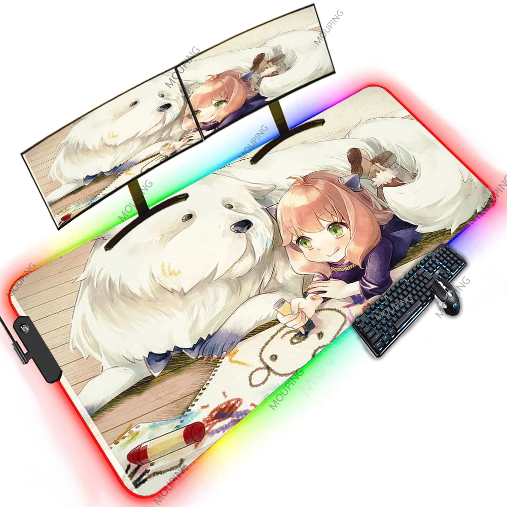 

Spy Family Kawaii Desk Pad Backlit Rgb Led Anime Computer Case Computer Accessory 1200x600 XXXXL Oversize Mouse Pad Rubber Mats