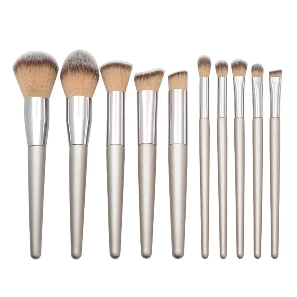 

NEW2023 Set Grey Handle 10Pcs And Handle Conical Brush Makeup Wooden Beige Mouthpiece Brush