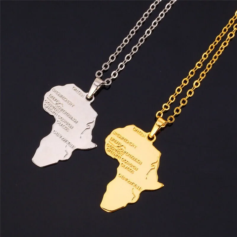 

Punk Cool Africa Map Pendant Necklace Stainless Steel For Women Men Unisex Jewelry Gift