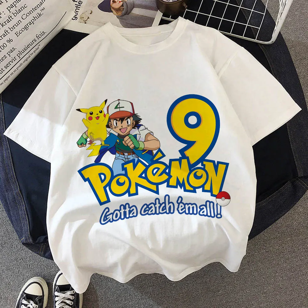 Pokemon Pikachu T Shirt Kids Birthday Number 1-12TH Children Tee Shirts Anime Cartoon Kids Boy Girl T-shirt Casual Clothes Tops images - 6