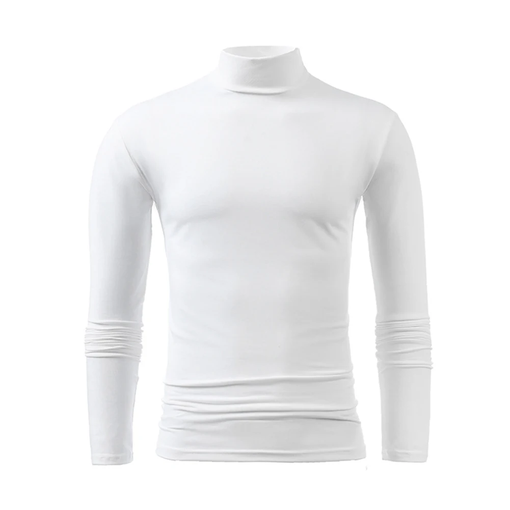 

Mens Top Slight Stretch Slim Solid Color T Shirt Thermal Jumper Top Turtleneck 1pc Comfortable For Autumn/Winter