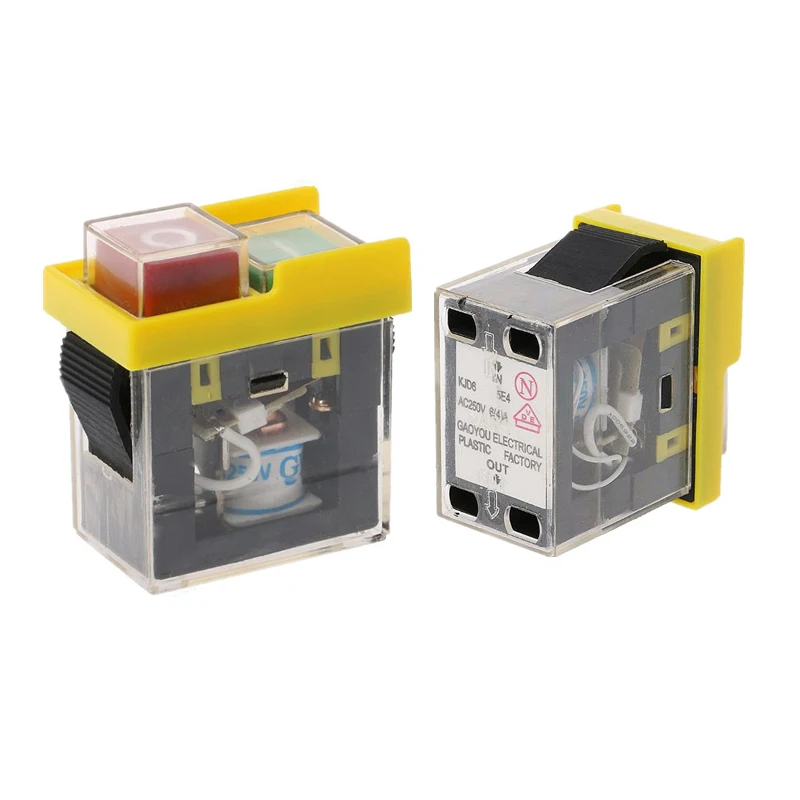 

AC 250V Waterproof Push Button Machine Saw Power Off Protection Magnetic Switches Control Box Electromagnetic Switch KJD6 5E4