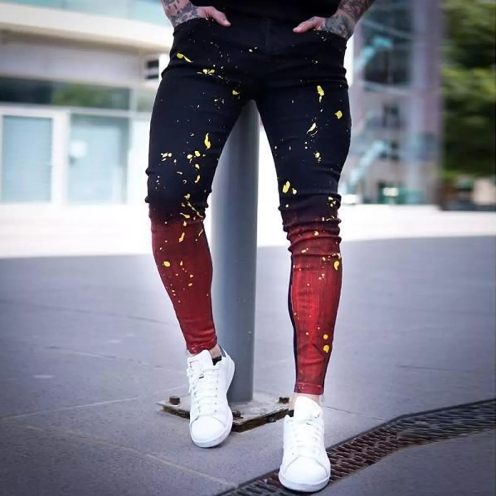 

NEW IN Mens Summer Pants Bodybuilding Pocket Denim Printed Sports Full Length Pants Streetwear Vintage Men's clothing