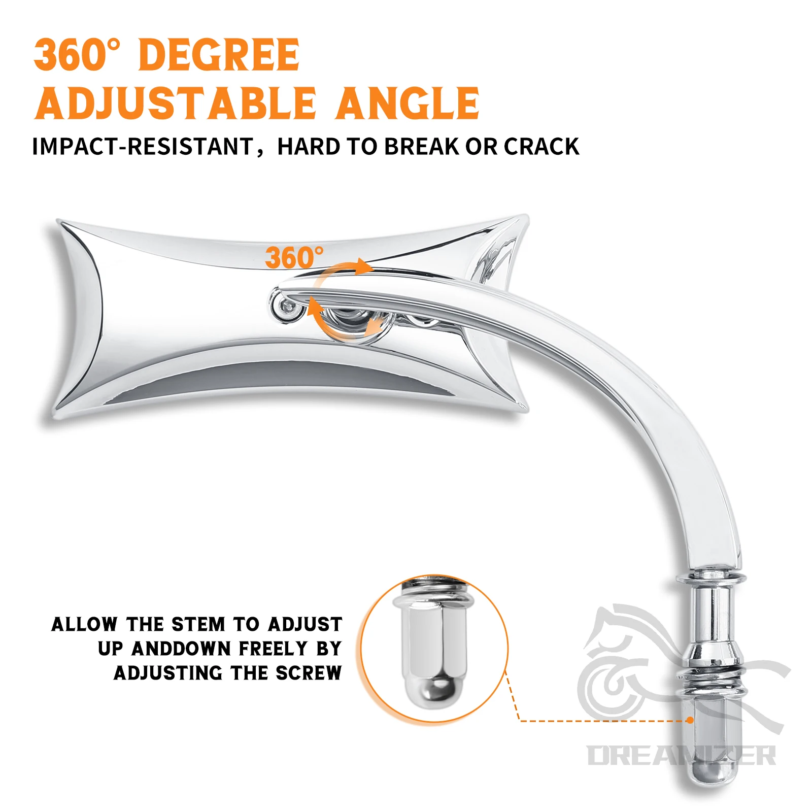 Зеркало заднего вида мотоциклетное черное хромированное 8/10 мм 2 шт.