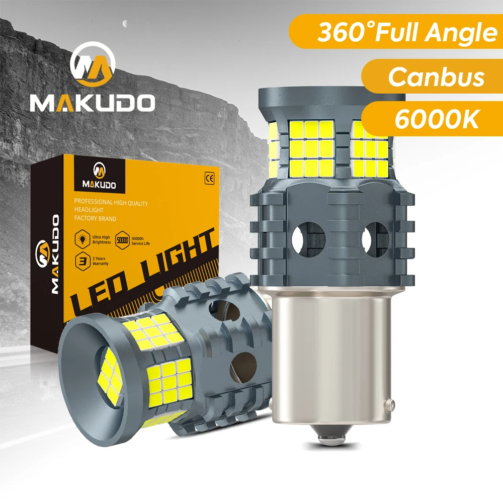 

Лампа MAKUDO P21W для поворотников автомобиля, 1156 BA15S BAU15S PY21W T20 7440