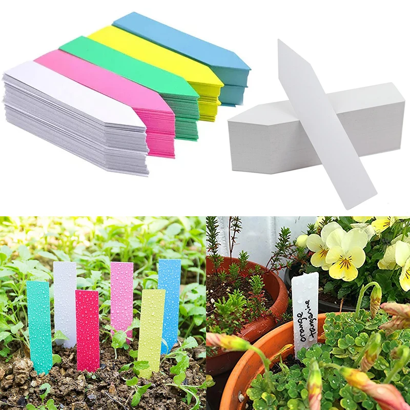 

100Pcs Garden Plant Labels Plastic Plant Tags Waterproof Flower Seed Nursery Markers Flower Pots Seedling Labels Tray Mark DIY
