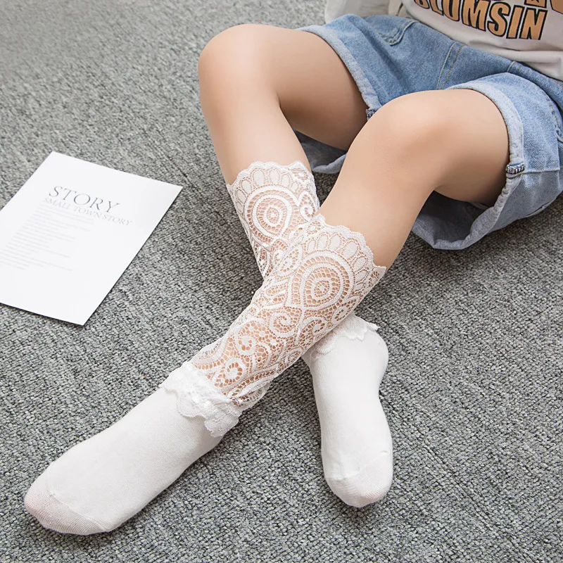 Women's Black Lace Stockings Transparent Ankle Lace Stockings Pure Cotton Japanese Style Princess Socks Lolita Lady Cute Socks
