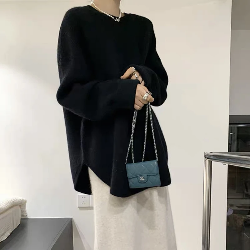 Однотонные вязаные пуловеры DAYIFUN осенние модные женские свитера простые базовые