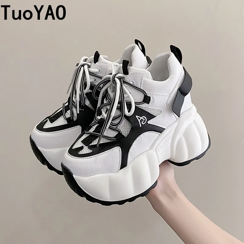 

Autumn Women Chunky Sneakers Breathable Mesh Casual 11CM Wedge Heels Platform Footwear Chaussures Femme Sport Dad Shoes NEW 2022