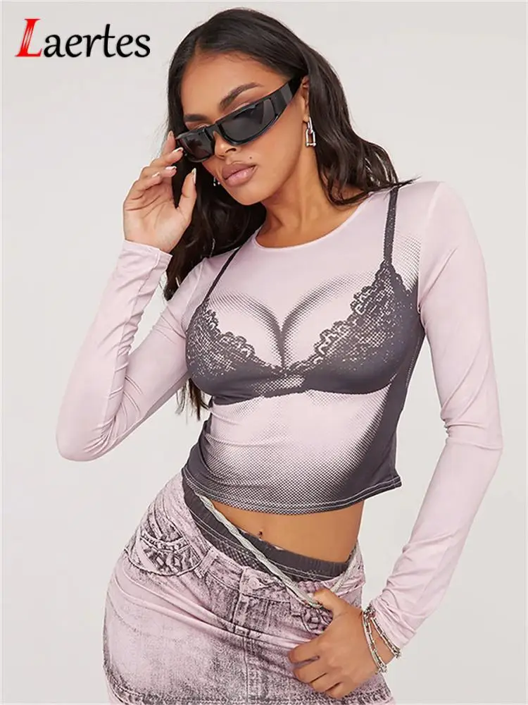 

Laertes Denim Print Long Sleeve O Neck Crop Top And Bodycon Skirt Y2K 2 Piece Set Women Autumn Sexy Club Fashion Outfits 2023