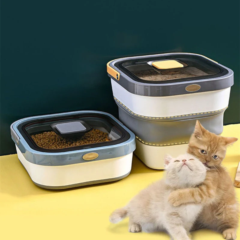 

Foldable Pet Food Bucket Kitchen anti-mold And moisture-proof Dog And Cat Grain Storage Bucket press-type Rice Flour Buckets