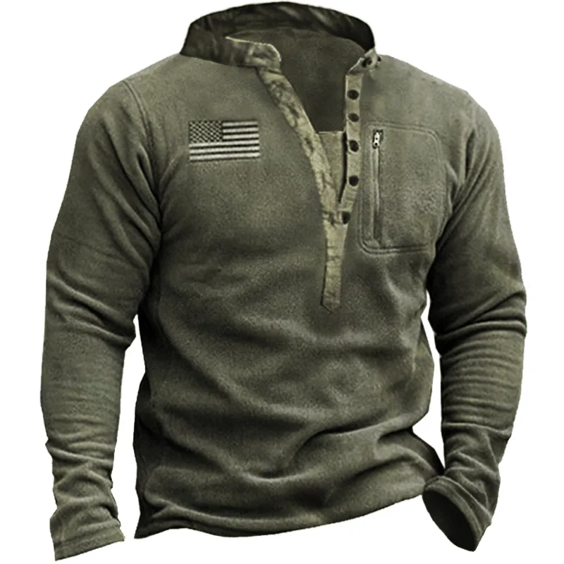 Купи 2022 New Men's V-neck Hoodie Outdoor Fleece Warm Henley Neck Tactical Hoodie Pullover Training Jacket Men's Top Shirts for Men за 2,300 рублей в магазине AliExpress