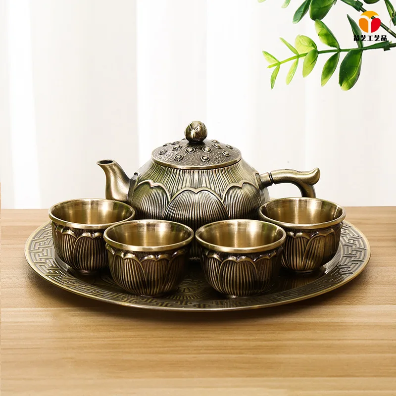 4cups+ 1tray+ 1pot /Set Bronze Metal Material Tea Cup Set Tea Accessories For Home Decoration CJ03
4cups+ 1tray+ 1pot /Set Bronze Metal Material Tea Cup Set Tea Accessories For Home Decoration CJ03