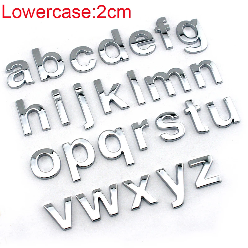 

2cm Small Size Lowercase Separate 26 Letters Alphabet Chrome ABS DIY Car Styling Refitting Emblem Sticker Advert Website Address