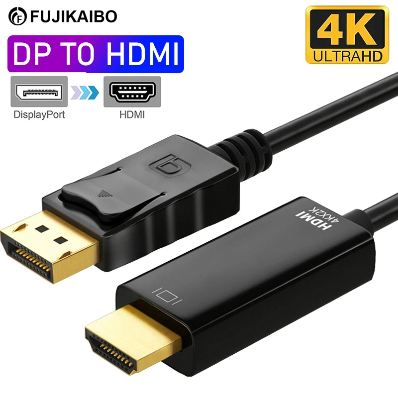 

Переходник с порта дисплея DP на HDMI-совместимый кабель 4K * 2K порт дисплея DP Видео Аудио шнур конвертер для проектора ПК HD ТВ ноутбука