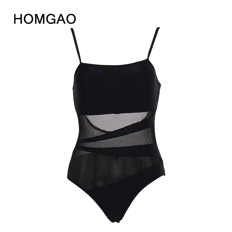 

HOMGAO Sexy Mesh One-Piece Swimwear Women's Solid Lace Up Swimsuit 2022 New Brazilian Bodysuit Beach Wear Swimming Suit Monokini